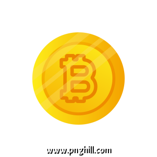 Golden Bitcoin With Logo Symbol Free PNG Download
