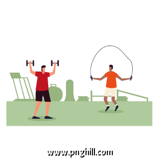 Fitness Sport Character Men Working Out In Gym Free PNG Download