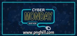 Cyber Monday Sale With Neon Effect In Blue Background Design Free Download