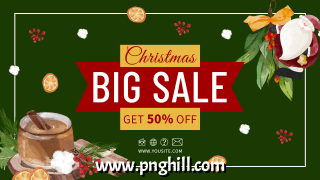  Christmas Sale Green And Simple Banner Template Free PNG Design Free Download
