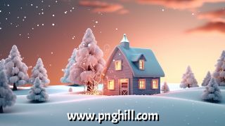3d Rendered Christmas Scene With Home And Trees Background Free PNG Design Free Download