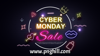 Simple Line Neon Style Cyber Monday Promotion Banner Template Design Free Download