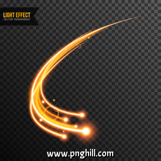 Glow Light Effect Vector Transparent With Golden Line Swirl 